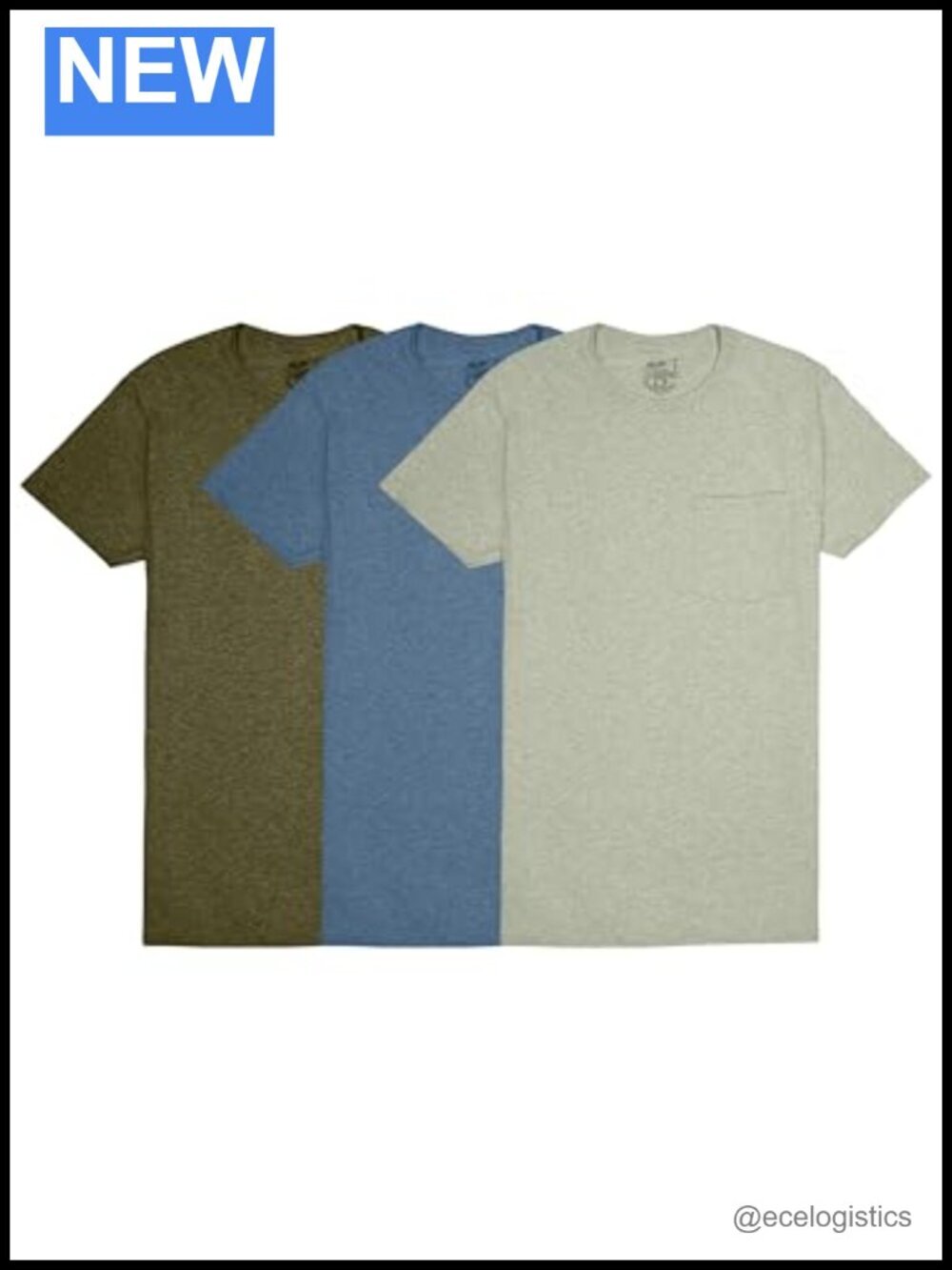 Men's Pack of 3 Short Sleeve Pocket T-Shirts, Moisture Wicking Undershirts, Tag